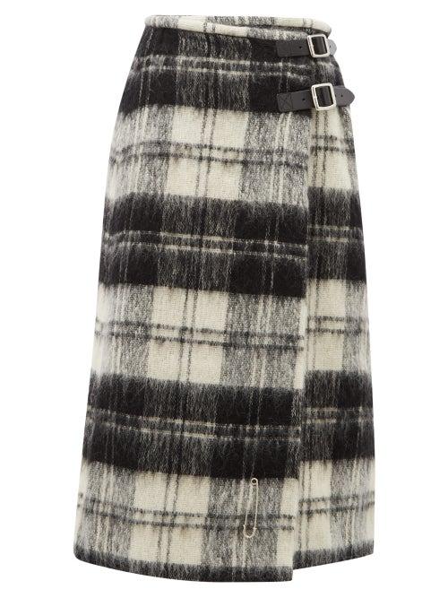 Matchesfashion.com Le Kilt - Wrap Tartan Wool Kilt Midi Skirt - Womens - Black White
