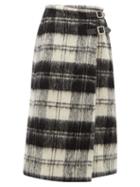 Matchesfashion.com Le Kilt - Wrap Tartan Wool Kilt Midi Skirt - Womens - Black White