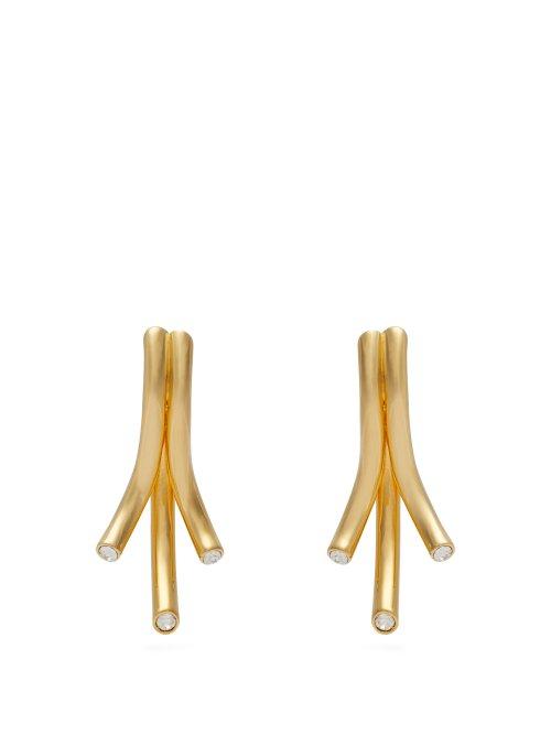 Matchesfashion.com Ryan Storer - Crystal Embellished Earrings - Womens - Gold