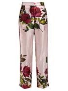 Matchesfashion.com F.r.s - For Restless Sleepers - Carite Magnolia Print Satin Wide Leg Trousers - Womens - Pink Print