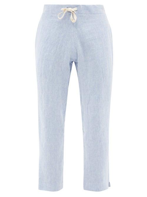 Maran - Elasticated-waist Cropped Linen Trousers - Mens - Light Blue
