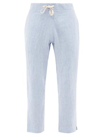Maran - Elasticated-waist Cropped Linen Trousers - Mens - Light Blue