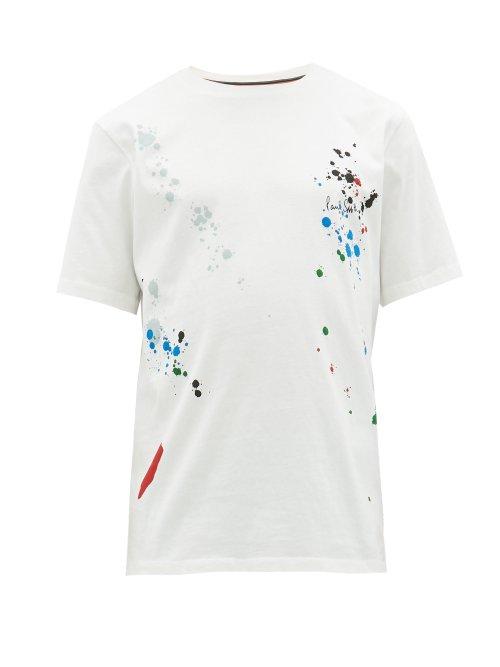 Matchesfashion.com Paul Smith - Paint Splatter Print Cotton Jersey T Shirt - Mens - White