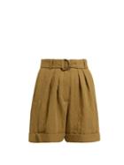 Matchesfashion.com Masscob - Carbet Pleated Twill Shorts - Womens - Dark Green