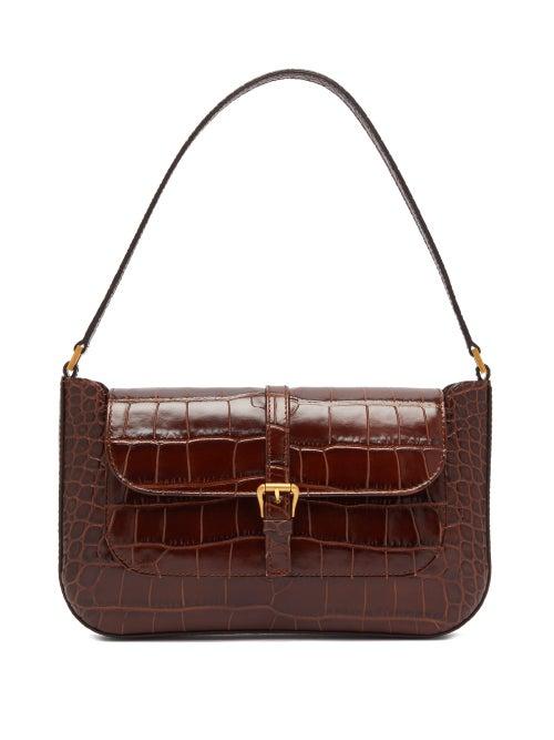 Matchesfashion.com By Far - Miranda Crocodile Effect Leather Shoulder Bag - Womens - Dark Brown