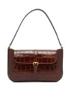 Matchesfashion.com By Far - Miranda Crocodile Effect Leather Shoulder Bag - Womens - Dark Brown