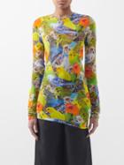 Loewe - Parrots-print Mesh Long-sleeved Top - Womens - Multi
