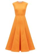 Matchesfashion.com Emilia Wickstead - Denver Flared Cloqu Midi Dress - Womens - Orange