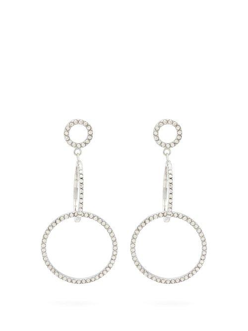 Matchesfashion.com Isabel Marant - Crystal Embellished Hoop Drop Earrings - Womens - Silver