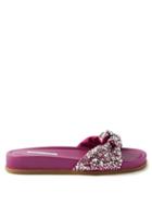 Aquazzura - Asja Crystal-embellished Satin Slides - Womens - Pink