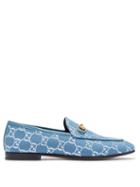 Matchesfashion.com Gucci - Jordaan Gg-jacquard Horsebit Loafers - Womens - Blue Silver