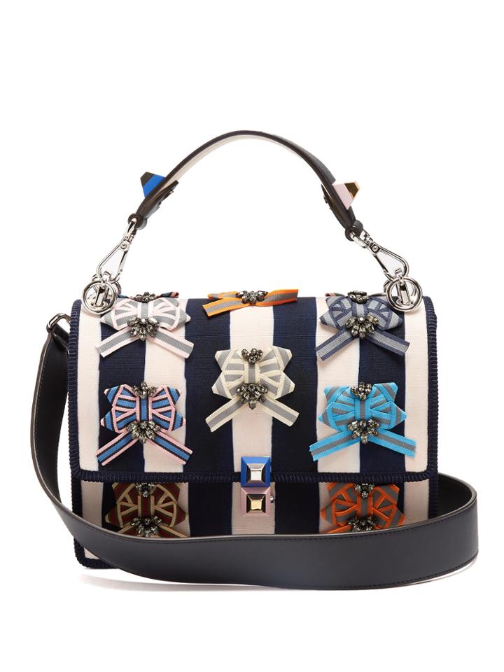 Fendi Kan I Embellished Canvas Shoulder Bag