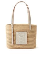 Loewe - Anagram Leather-trimmed Raffia Basket Bag - Womens - Beige White