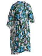 Matchesfashion.com Balenciaga - Draped Floral Printed Midi Dress - Womens - Multi