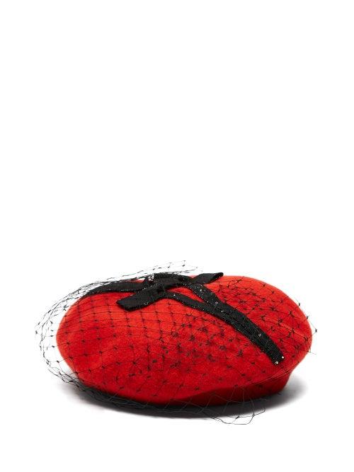 Stephen Jones - Oui Netted Wool-blend Beret - Womens - Red Multi