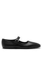 Ladies Shoes The Row - Ava Square-toe Leather Mary Jane Flats - Womens - Black