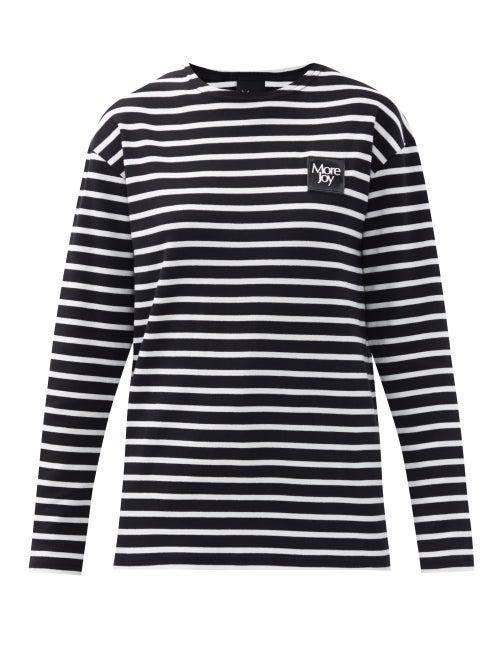 Matchesfashion.com More Joy By Christopher Kane - Logo-patch Striped Cotton Long-sleeved T-shirt - Womens - Black Stripe