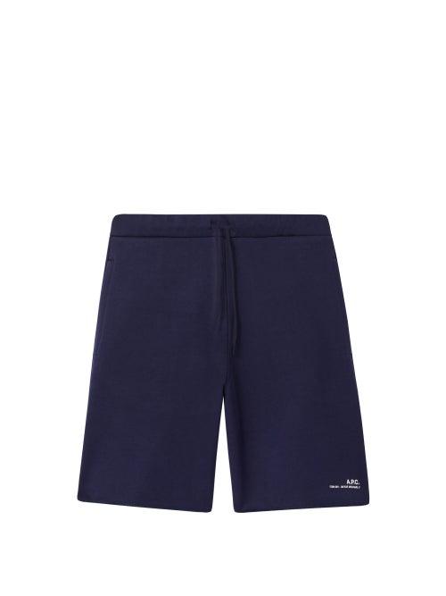 Matchesfashion.com A.p.c. - Item Logo-print Jersey Shorts - Mens - Navy