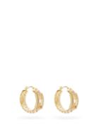 Matchesfashion.com Fendi - F-logo Crystal Hoop Earrings - Womens - Gold