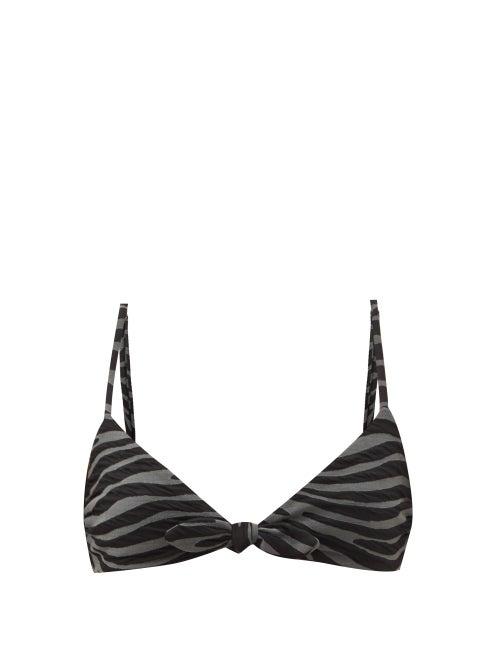 Matchesfashion.com Mara Hoffman - Carla Animal-jacquard Triangle Bikini Top - Womens - Black Grey