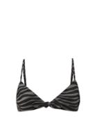 Matchesfashion.com Mara Hoffman - Carla Animal-jacquard Triangle Bikini Top - Womens - Black Grey