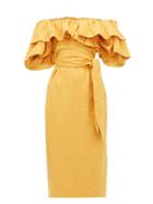 Matchesfashion.com Mara Hoffman - Arabella Ruffled Off The Shoulder Dress - Womens - Yellow