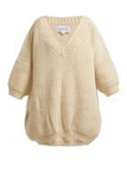 Matchesfashion.com I Love Mr Mittens - Jacqueline V Neck Short Sleeve Sweater - Womens - Ivory