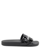 Matchesfashion.com Balenciaga - Logo-print Quilted Patent-leather Slides - Womens - Black White