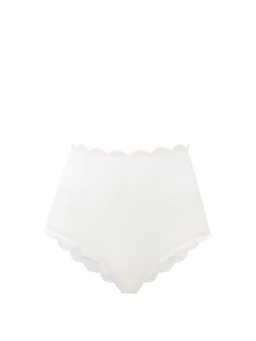 Matchesfashion.com Marysia - Santa Monica Scallop-edged Bikini Briefs - Womens - White