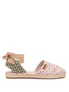 Matchesfashion.com Fendi - Quilted Floral-print & Gingham Canvas Espadrilles - Womens - Pink Multi
