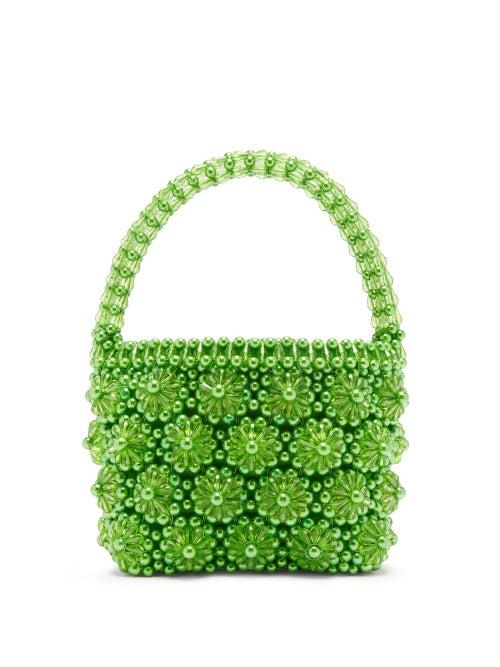 Matchesfashion.com Shrimps - Shelly Beaded Floral Handbag - Womens - Green
