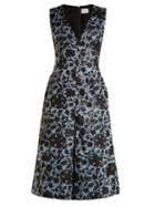 Matchesfashion.com Erdem - Kamila Floral Jacquard Midi Dress - Womens - Black Blue
