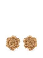 Matchesfashion.com Rebecca De Ravenel - Ava Crystal Embellished Rose Earrings - Womens - Brown