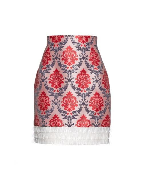Mary Katrantzou Renzie Damask-jacquard Pvc-frill Skirt