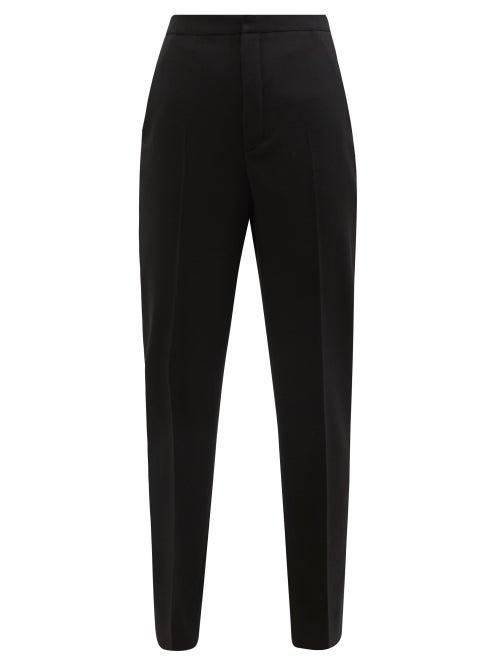 Saint Laurent - High-rise Pleated Wool-gabardine Trousers - Womens - Black