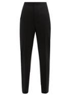 Saint Laurent - High-rise Pleated Wool-gabardine Trousers - Womens - Black