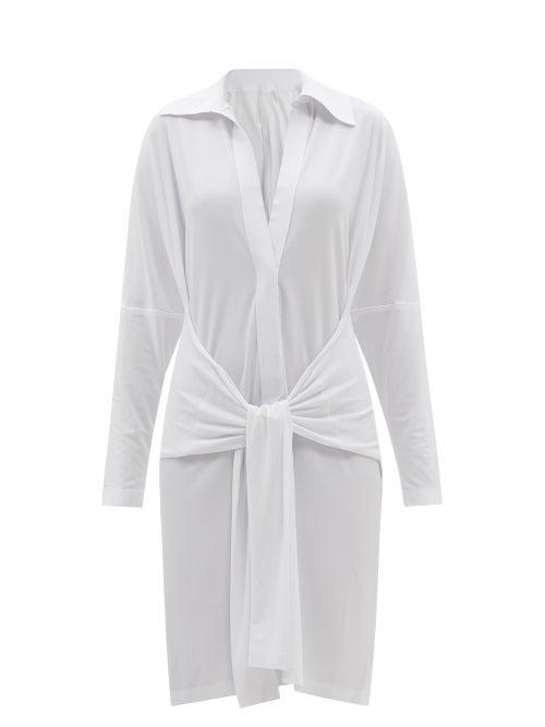 Norma Kamali - Tie-front Jersey Shirt Dress - Womens - White