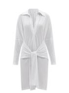 Norma Kamali - Tie-front Jersey Shirt Dress - Womens - White