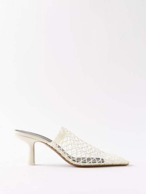 Neous - Bophy 65 Leather-fishnet Mules - Womens - Light Cream