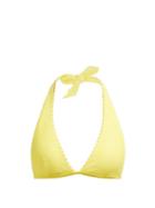 Matchesfashion.com Heidi Klein - Ibiza Pompom Triangle Bikini Top - Womens - Yellow