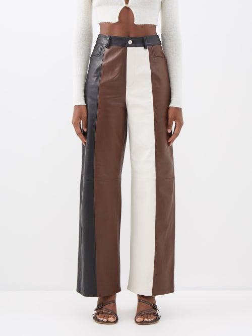 Wandler - Magnola Patchwork-leather Wide-leg Trousers - Womens - Brown Multi