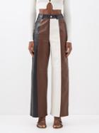 Wandler - Magnola Patchwork-leather Wide-leg Trousers - Womens - Brown Multi