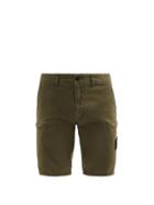Mens Rtw Stone Island - Logo-patch Cotton-blend Cargo Shorts - Mens - Green