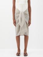 Toteme - Monogram-print Cotton-blend Voile Sarong - Womens - Cream Black
