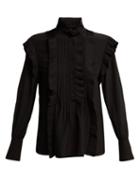 Matchesfashion.com Chlo - High Neck Ruffled Silk Blouse - Womens - Black