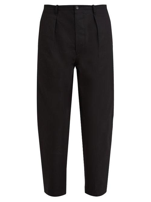 Matchesfashion.com Valentino - Logo Print Cotton Chino Trousers - Mens - Black