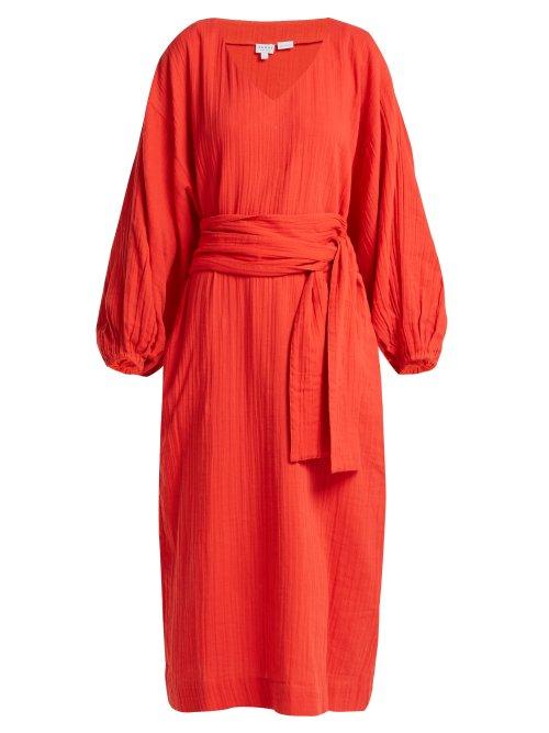 Matchesfashion.com Rhode Resort - Delilah Cotton Midi Dress - Womens - Red
