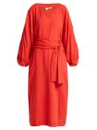 Matchesfashion.com Rhode Resort - Delilah Cotton Midi Dress - Womens - Red