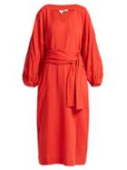 Matchesfashion.com Rhode Resort - Delilah Cotton Midi Dress - Womens - Red