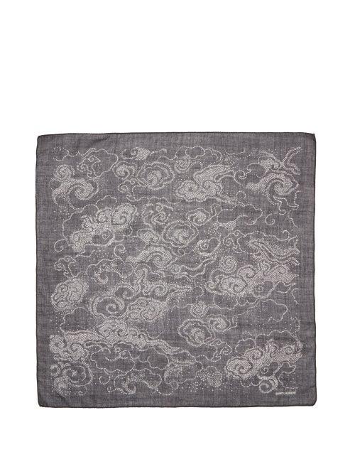 Saint Laurent - Bandana-print Wool Pocket Square - Mens - Black